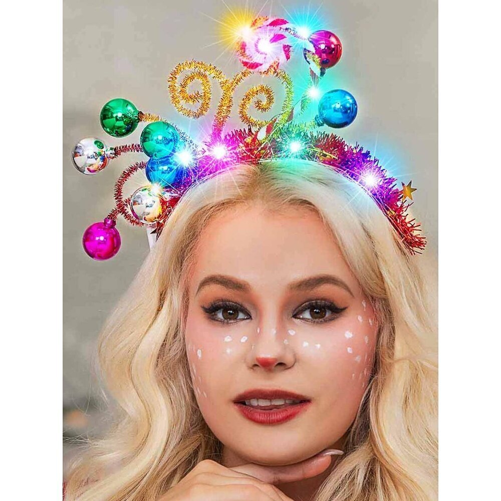 Light Up Christmas Headband Holiday Festive Sparkling LED Hair Accessory